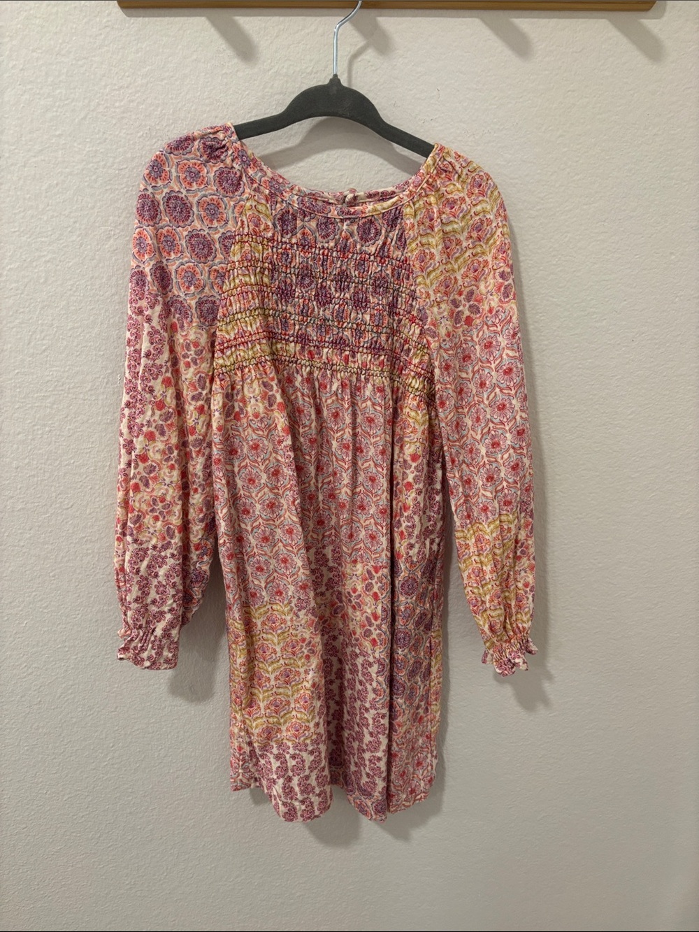 Zara Pink and Yellow Floral Smocked Dress